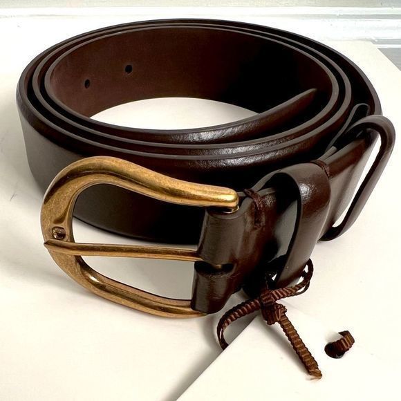 Caruso Handmade in Italy Brown Leather Belt Mens EUR 110 US 44 NWT $295 - Picture 1 of 9